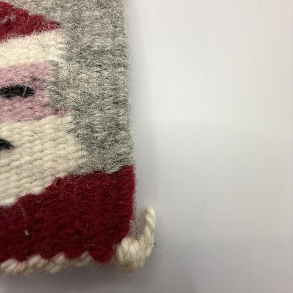 Alaska Artisan Hand Crafted Leather Fur Eskimo Ornament & Woven Santa Blanket